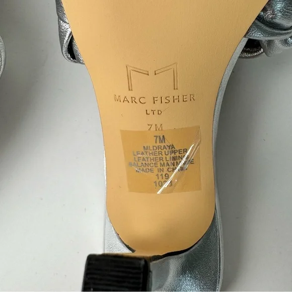 Marc Fisher leather Silver Woven Heeled sandals - Picture 9 of 9